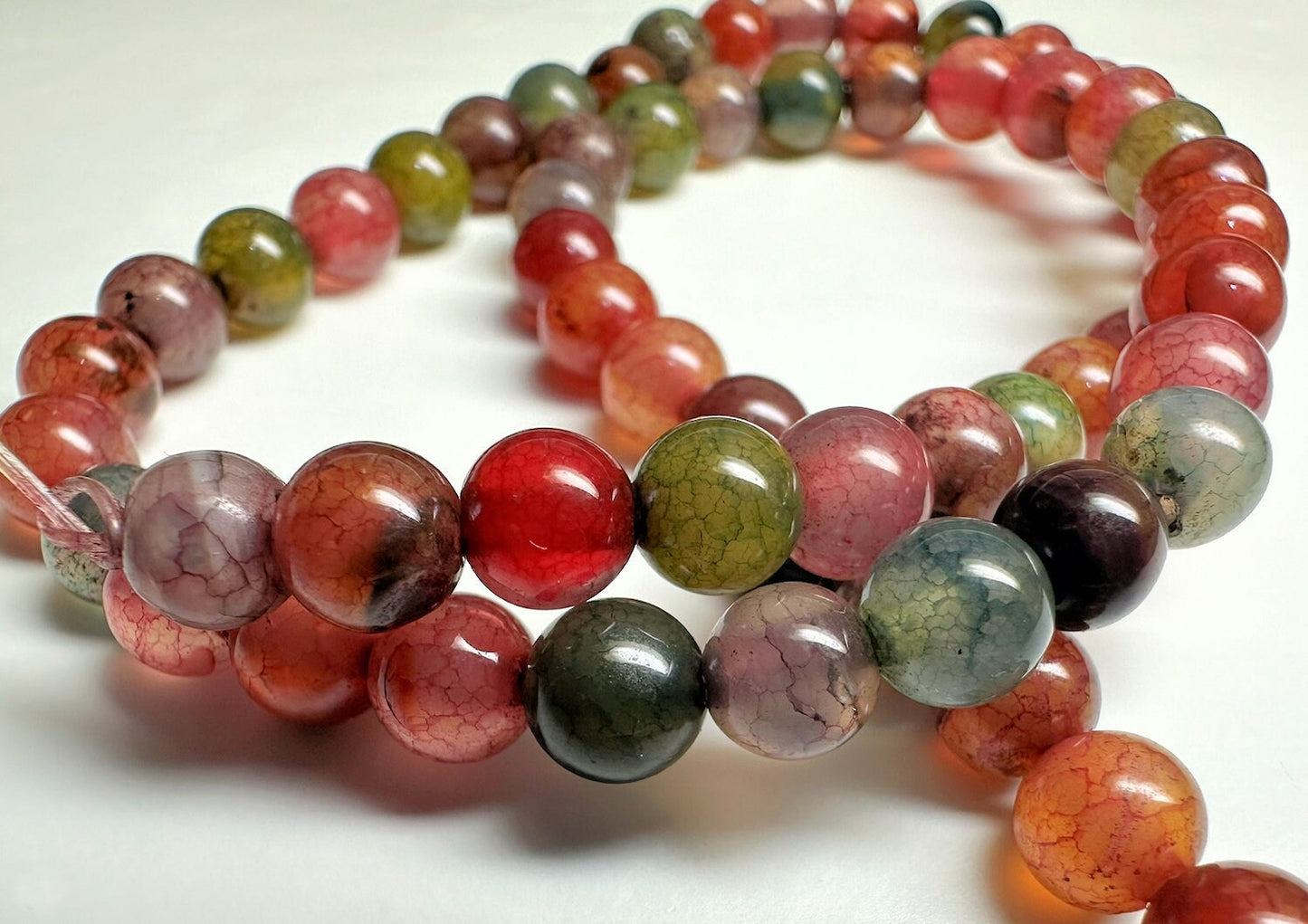 Dyed Agate Round Beads 5-6mm Multicolor — 1 Strand (65-67 beads)