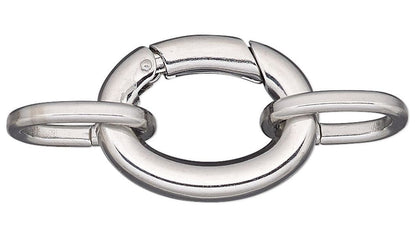 Stainless Steel Self-Closing Hinged Oval Bail Clasps 21x16mm with Jump Rings — 2 Sets