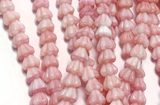 Czech Glass Baby Bell Cone Flower Beads 6x4mm Opaque Peach — 50 pcs
