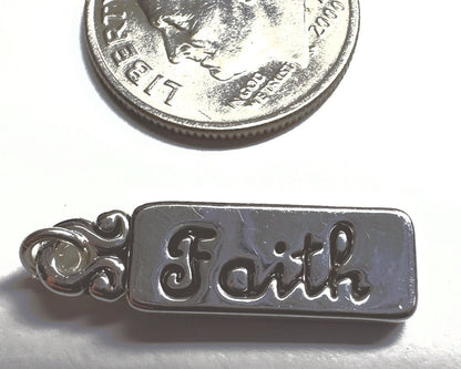 Silver Plated Pewter FAITH Word Tag Charm Pendant with Jump Ring