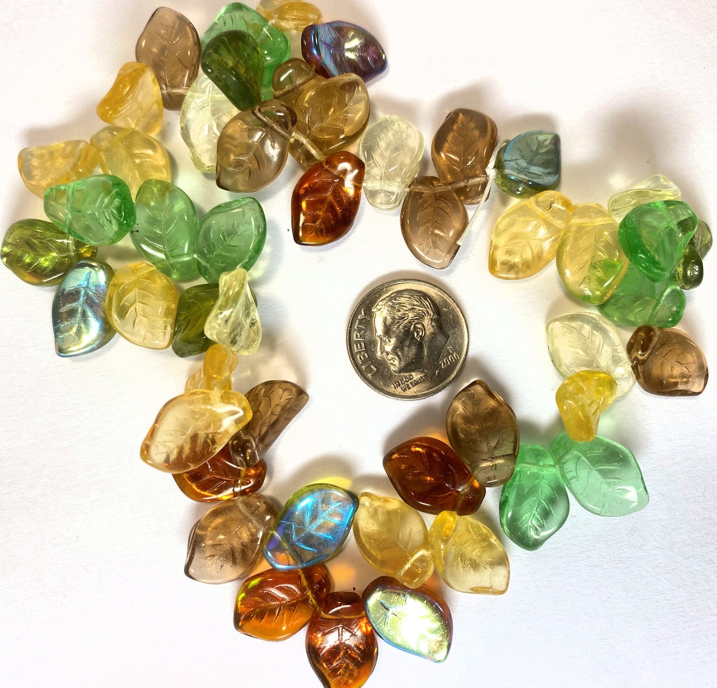 Czech Glass Leaf Beads: 14x9mm Earth Tone Mix, Top-Drilled (50 pc)
