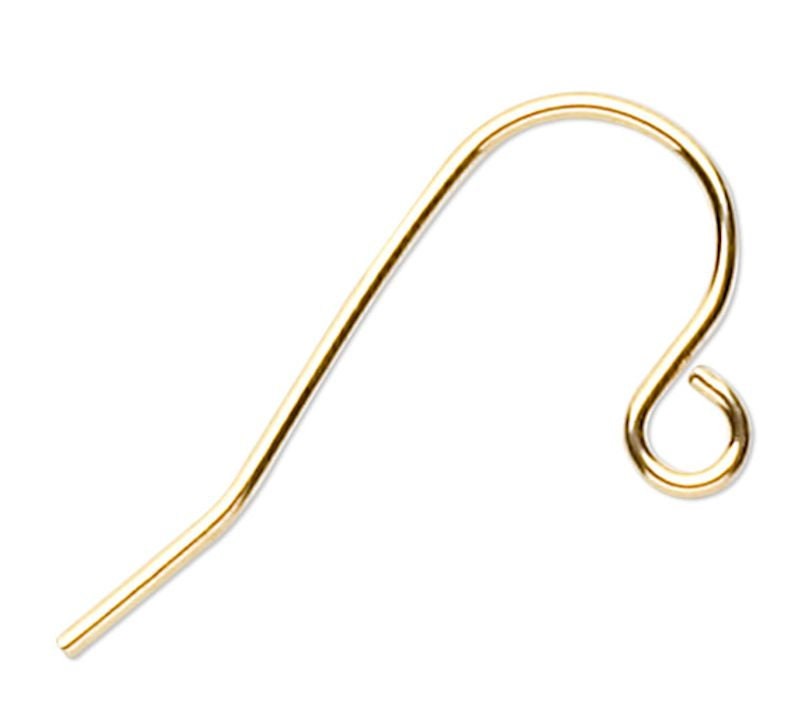 Gold earring hook on a white background