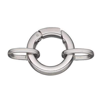 Stainless Steel Self-Closing Hinged Bail Bracelet Clasps: 21mm Round (2 Sets)