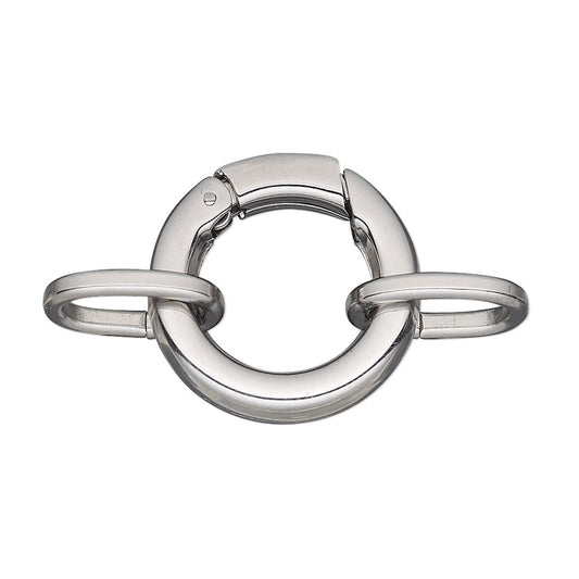 Stainless Steel Self-Closing Hinged Bail Bracelet Clasps: 21mm Round (2 Sets)