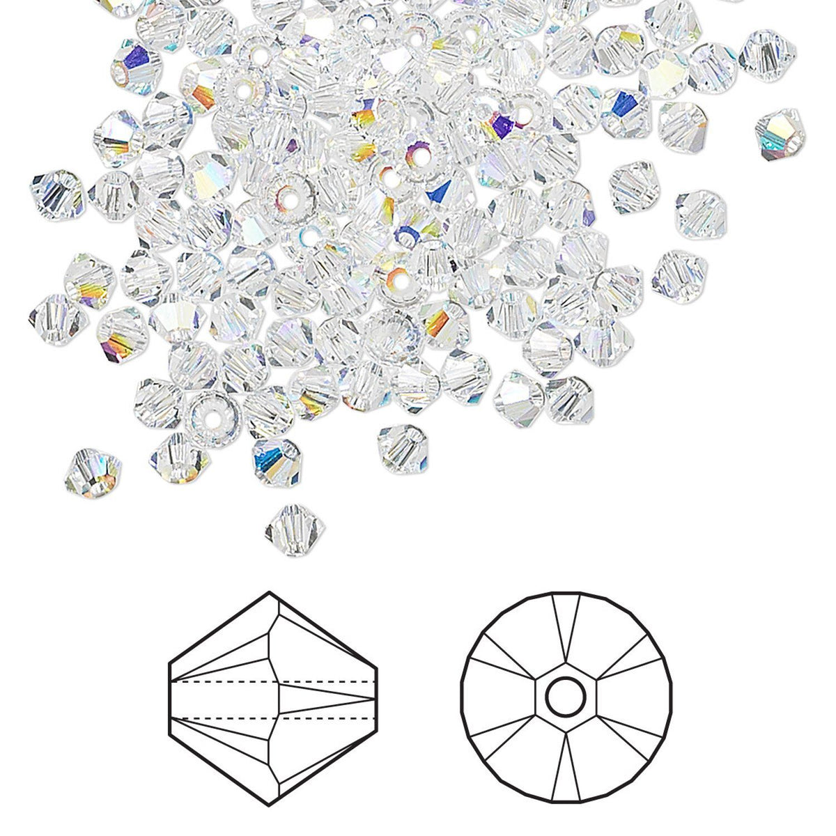 Swarovski Crystal AB 5328 Xilion Bicone Beads, 3mm - 48 or 144 pcs