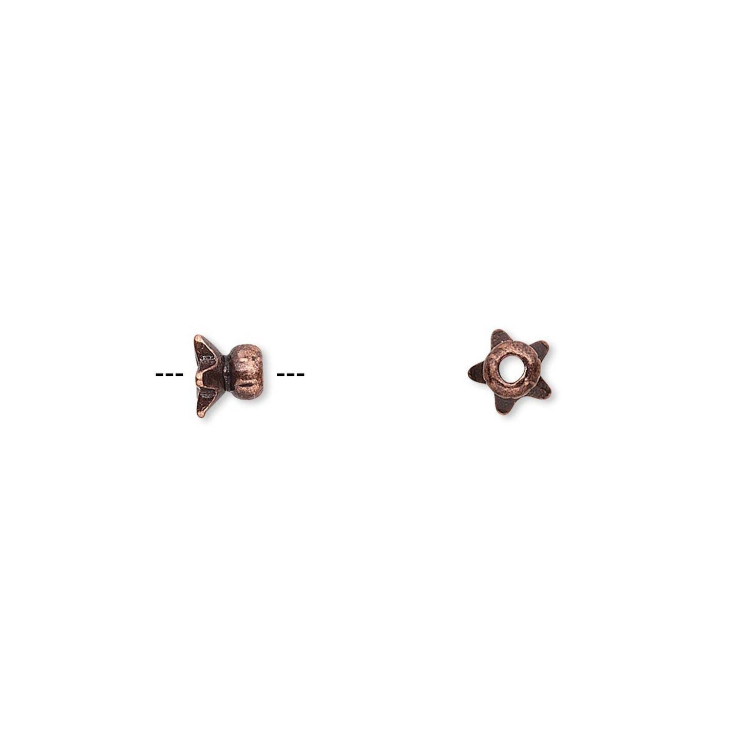 Antiqued Copper Pewter Mini Star Round Bead Caps, 4.5x3mm, 24 pcs