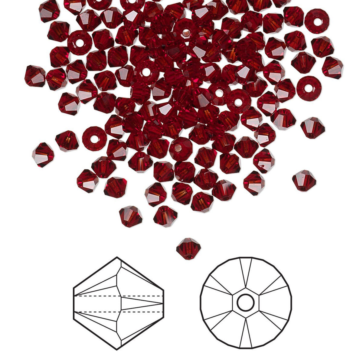 Swarovski Siam Red 5328 Xilion Bicone Beads, 3mm - 48 or 144 pcs