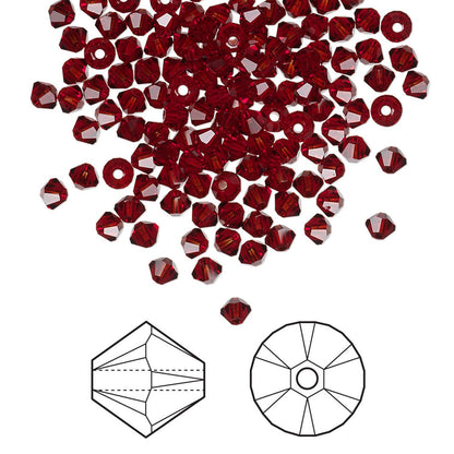 Swarovski Siam Red 5328 Xilion Bicone Beads, 3mm - 48 or 144 pcs
