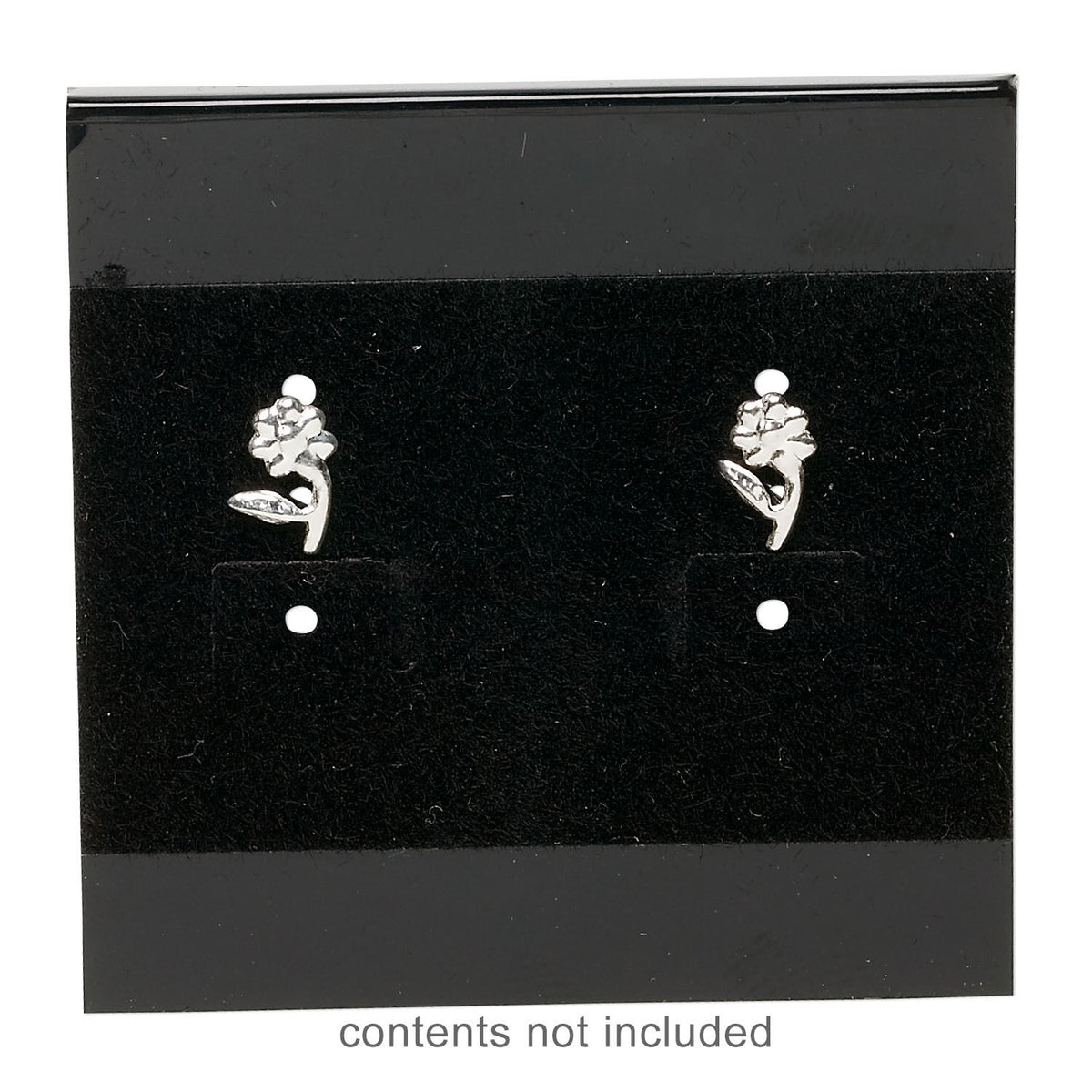 Black Flocked Plastic Earring Display Cards, 2x2 inch - 100 pcs
