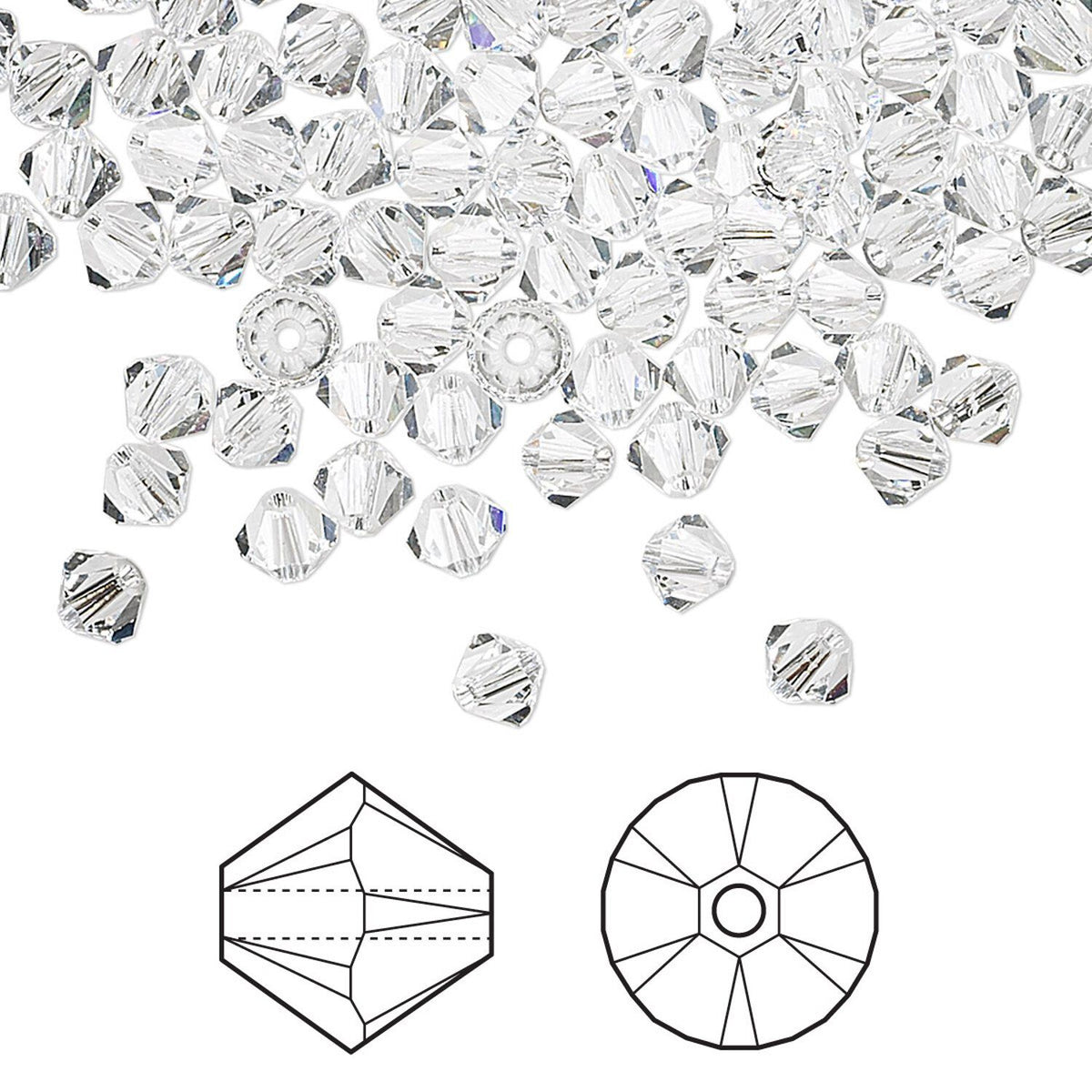Swarovski Clear Crystal 5328 Xilion Bicone Beads, 4mm - 48 or 144 pcs