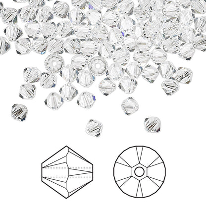 Swarovski Clear Crystal 5328 Xilion Bicone Beads, 4mm - 48 or 144 pcs