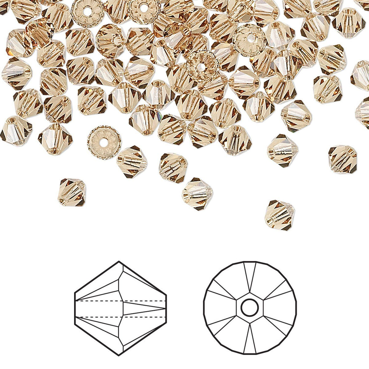 Swarovski Light Colorado Topaz 5328 Bicone Beads, 4mm - 48 or 144 pcs