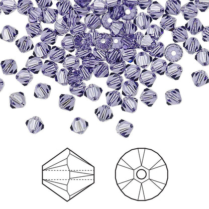 Swarovski Tanzanite Purple 5328 Bicone Beads, 4mm - 48 or 144 pcs