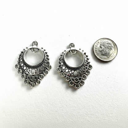 Antiqued Pewter Filigree Chandelier Earring Connectors 26x23mm - 10 pcs