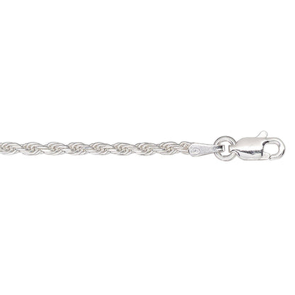 Sterling Silver Diamond-Cut French Rope Chain Necklace, 1.8mm, 18 Inch, Lobster Clasp