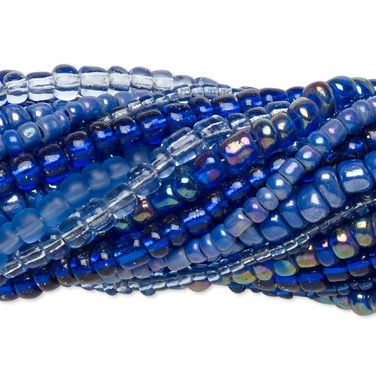 Blue Glass Seed Bead Mix, 20 Strands - approximately 3,300–3,600 pcs