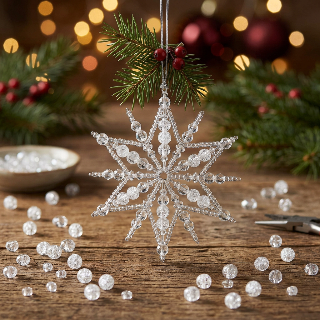 Crystal Snow Clear Crackle Glass Round Beads, 6mm - 1 Strand