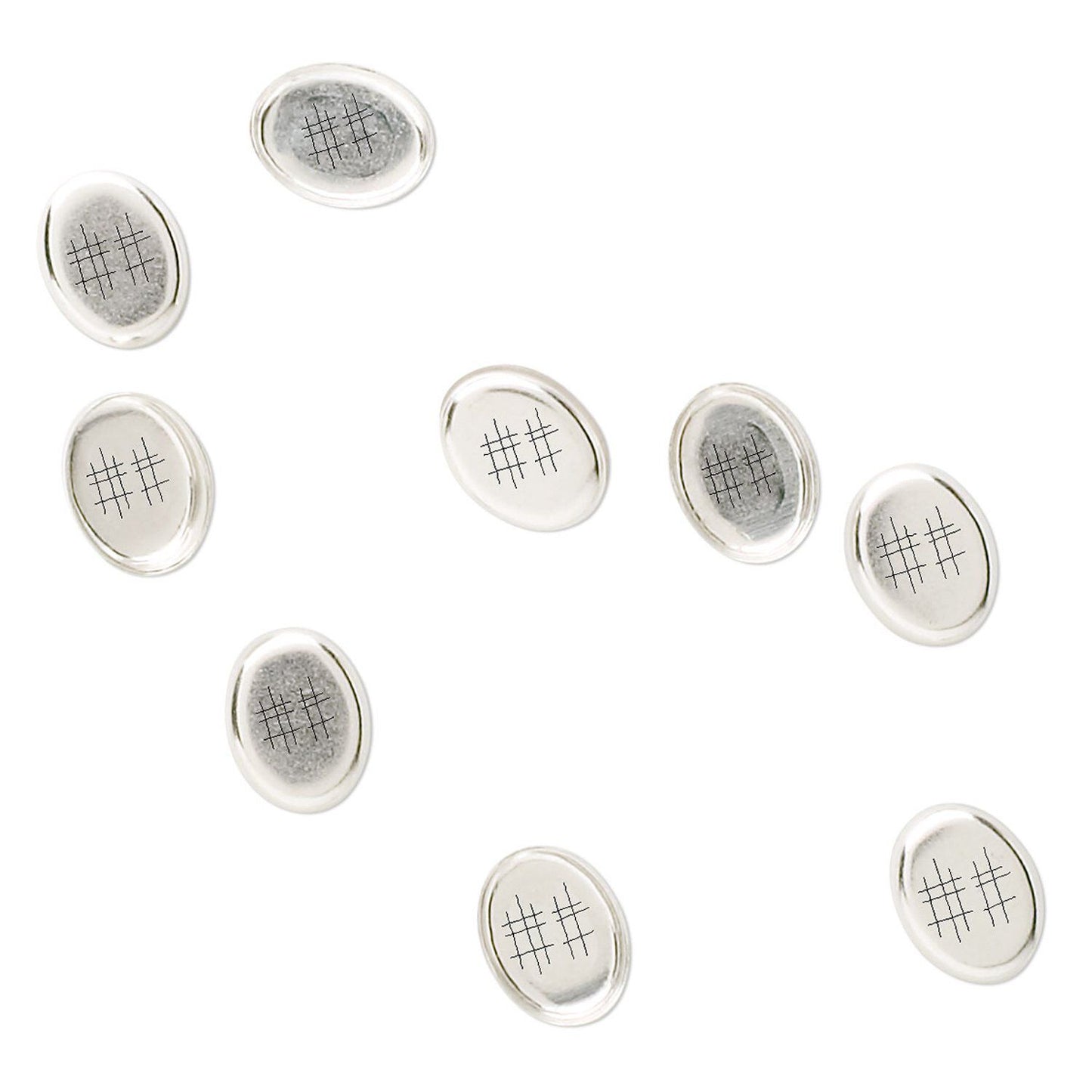 Sterling Silver Oval Bezel Cup Setting, 8x6mm, 10 pcs