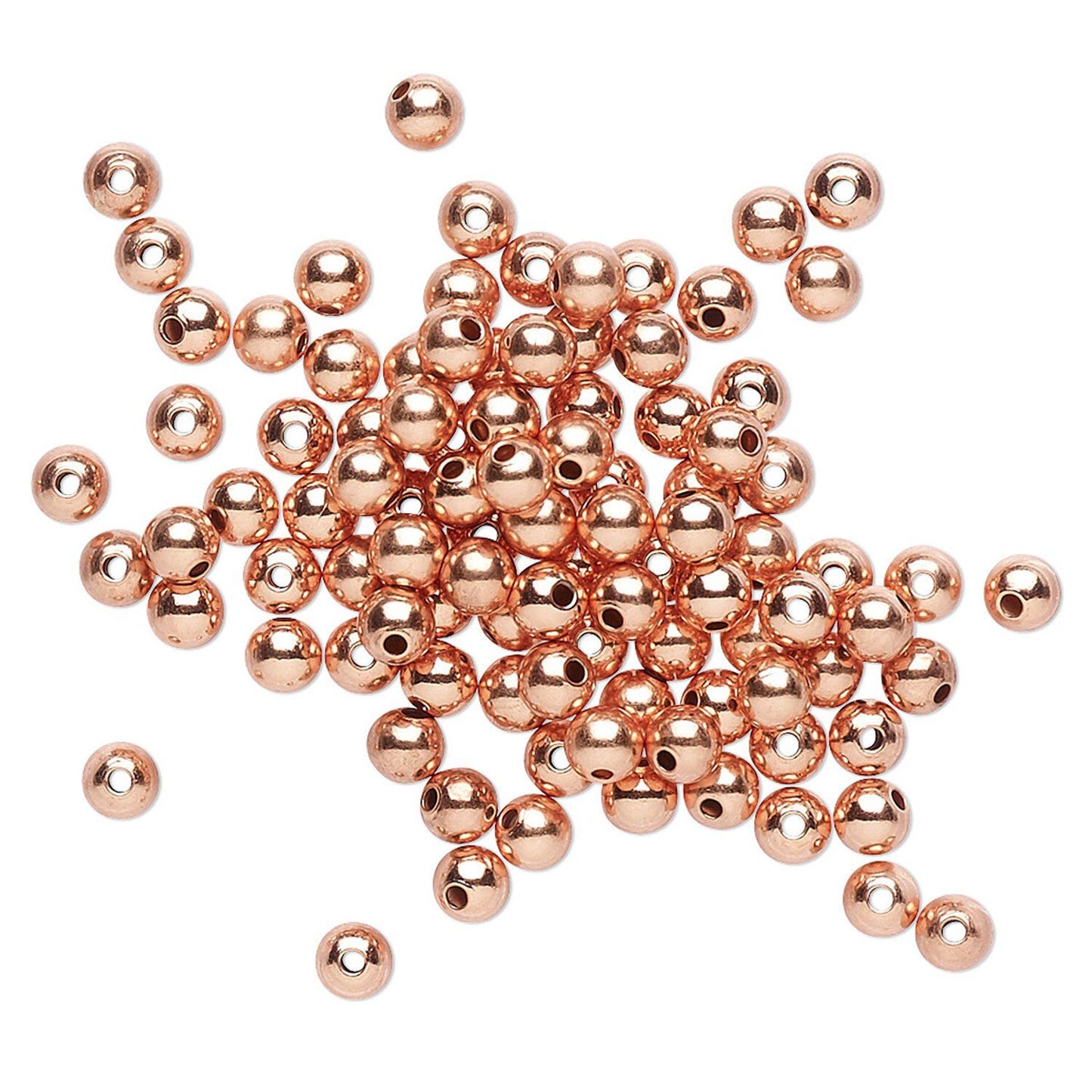 Clear-Coated Solid Copper Round Smooth Spacer Beads, 3mm