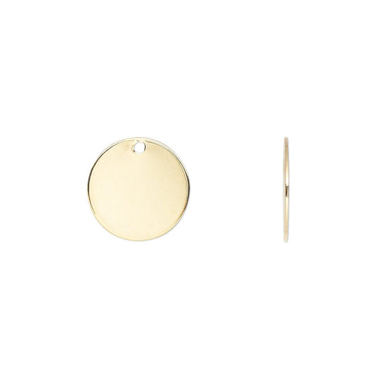 Round Stamping Blank Charms, Gold Plated Brass, 12mm, 100 pcs