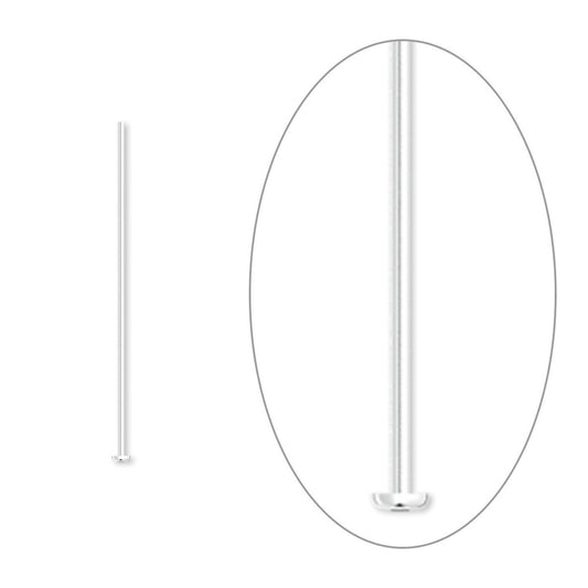 Silver-Plated Brass Head Pins, 1 inch, 21 Gauge, 100 pcs