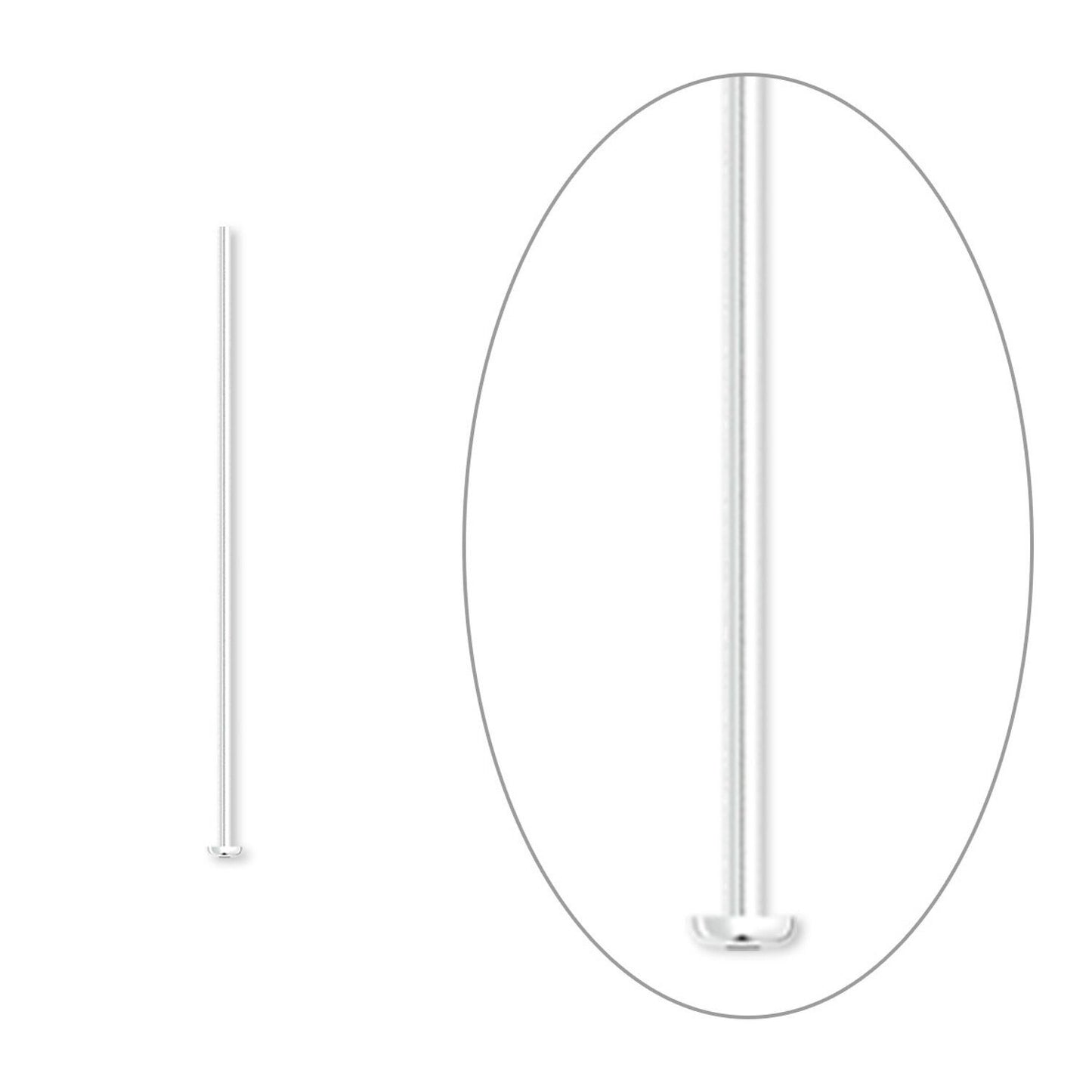 Silver-Plated Brass Head Pins, 1 inch, 24 Gauge, 100 pcs