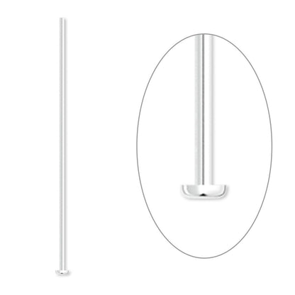 Silver-Plated Brass Head Pins, 2 inch, 21 Gauge, 100 pcs