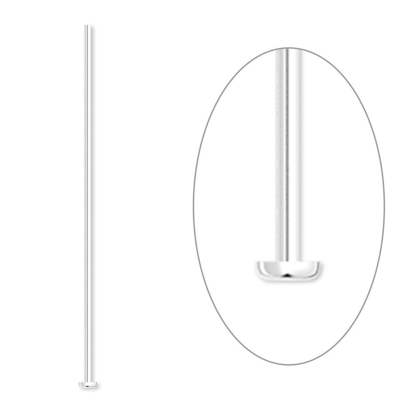 Silver-Plated Brass Head Pins, 1/2 inch, 22 Gauge, 100 pcs