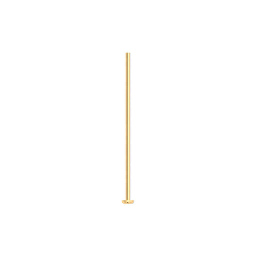 A single gold-colored metal rod or bar with a flat, straight profile and a small flat base, centered on a solid white background.