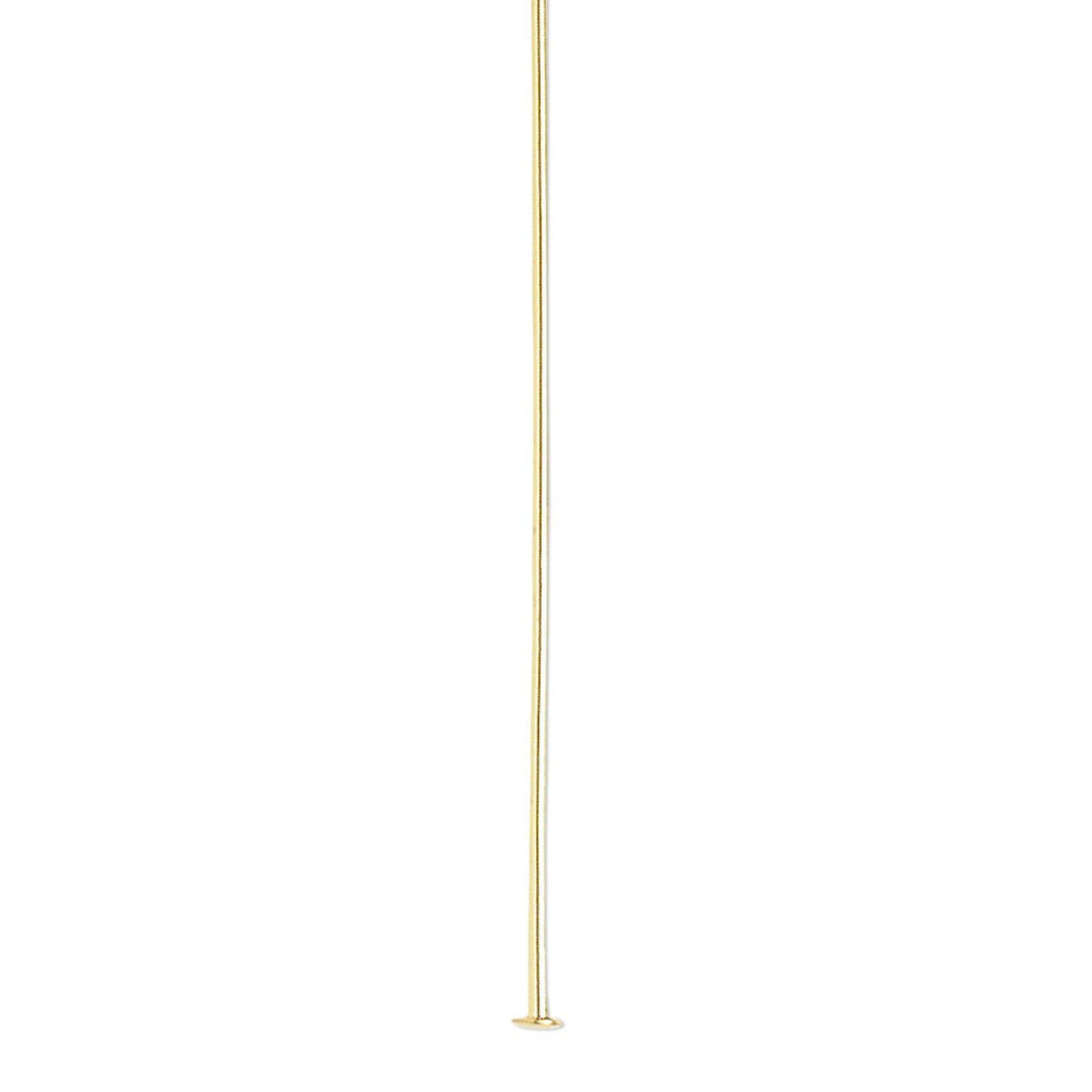 Gold-Plated Brass Head Pins, 2 inch, 21 Gauge, 100 pcs