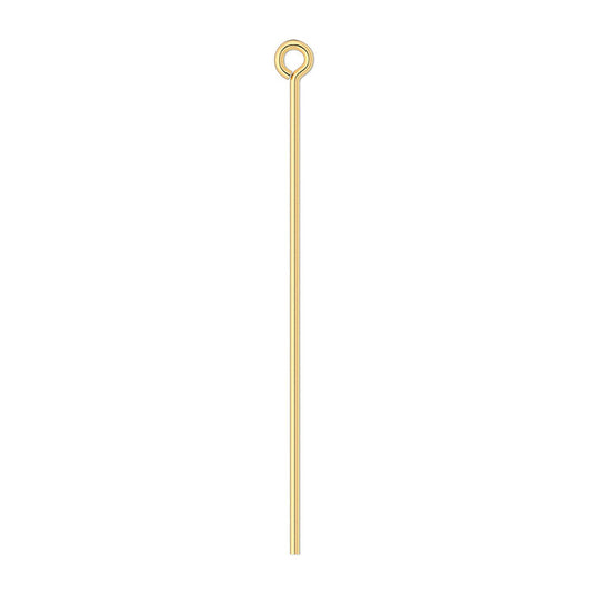 Gold Plated Brass Eye Pins, 21 Gauge (0.71mm), 1.5 Inch - 100 pcs