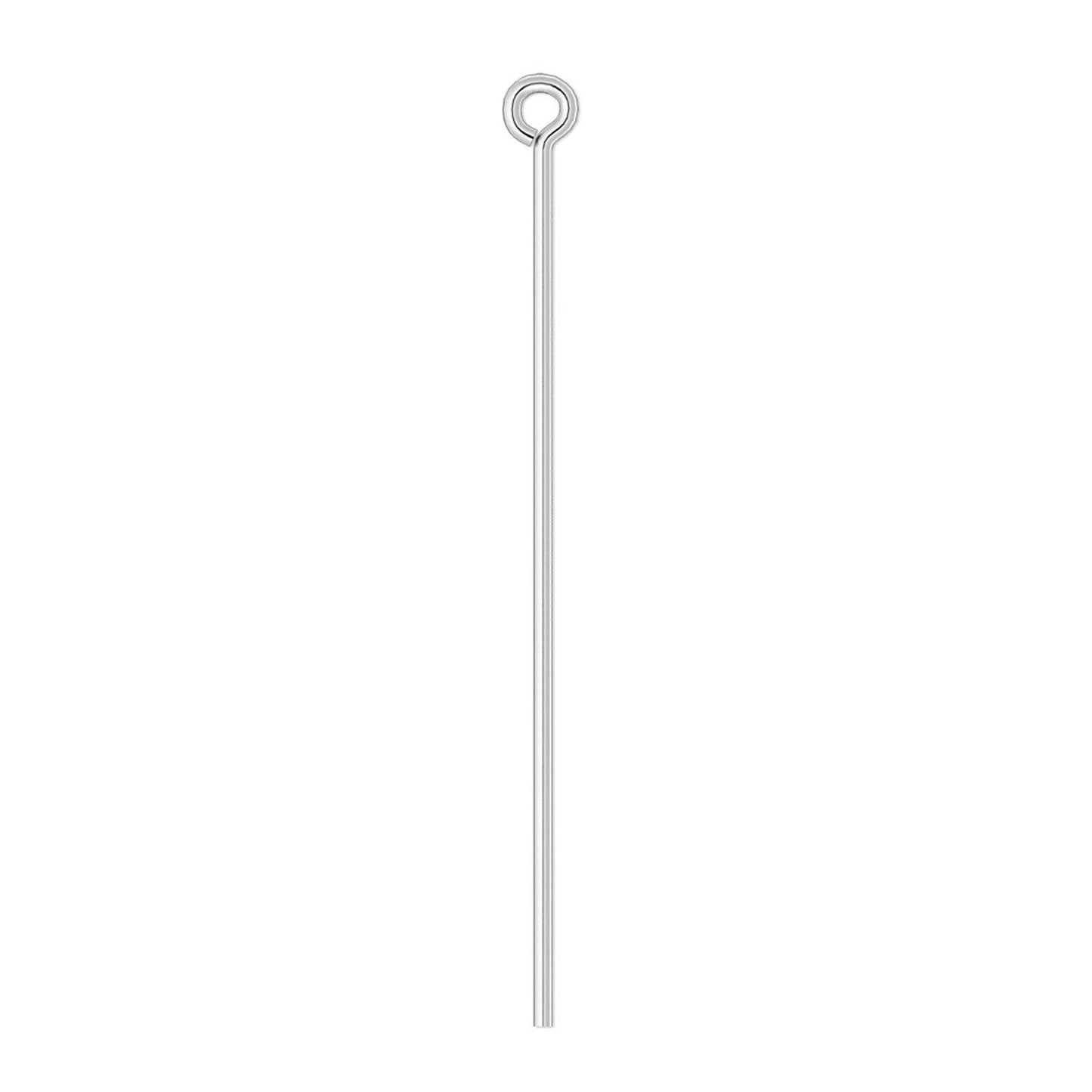 Silver Plated Brass Eye Pins, 1-1/2 inch, 21 Gauge, 100 pcs
