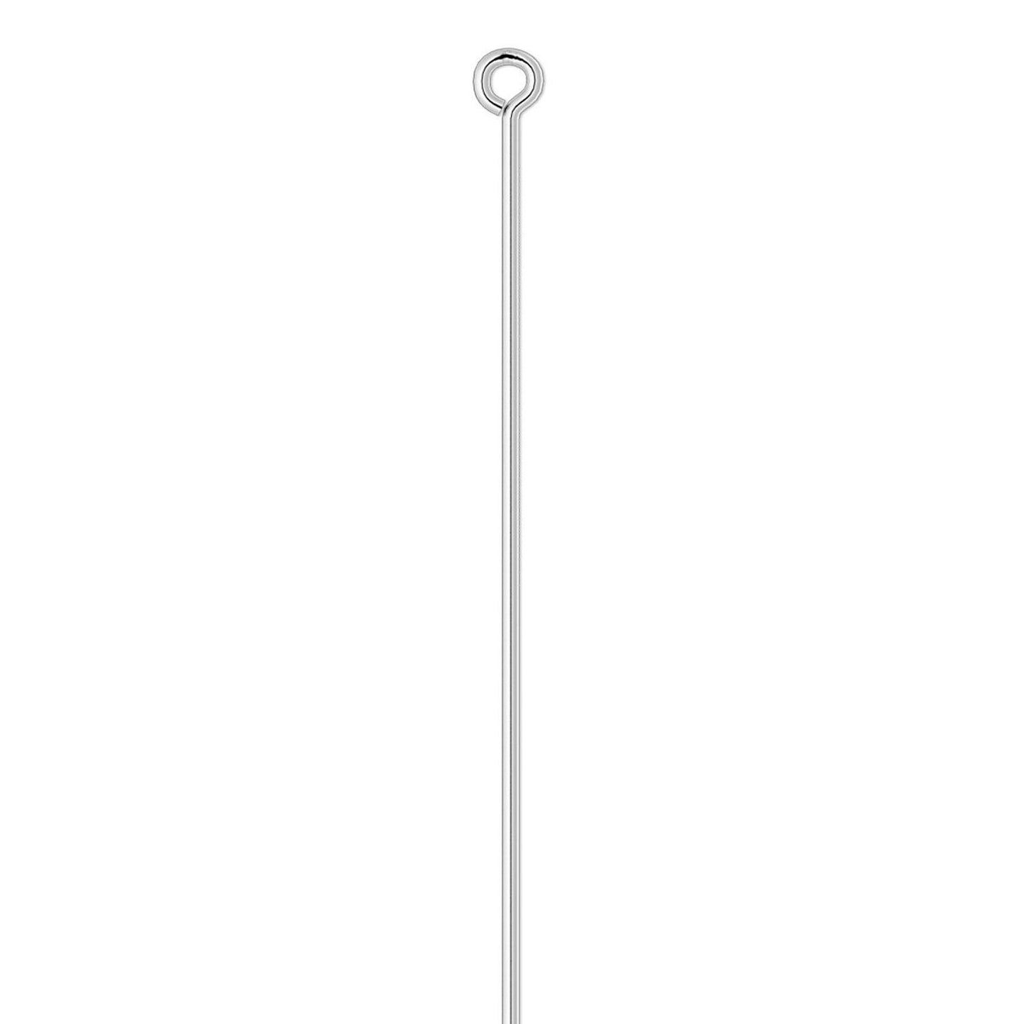 Silver Plated Brass Eye Pins, 3-1/2 inch, 21 Gauge, 100 pcs