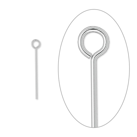 Silver Plated Brass Eye Pins, 1/2 Inch, 21 Gauge — 100 pcs
