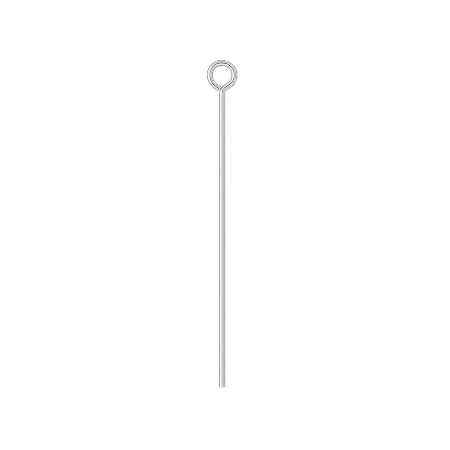 Silver Plated Brass Eye Pins, 1-1/4 inch, 24 Gauge, 100 pcs