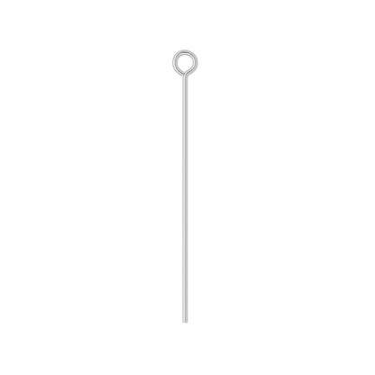 Silver Plated Brass Eye Pins, 1-1/4 inch, 24 Gauge, 100 pcs