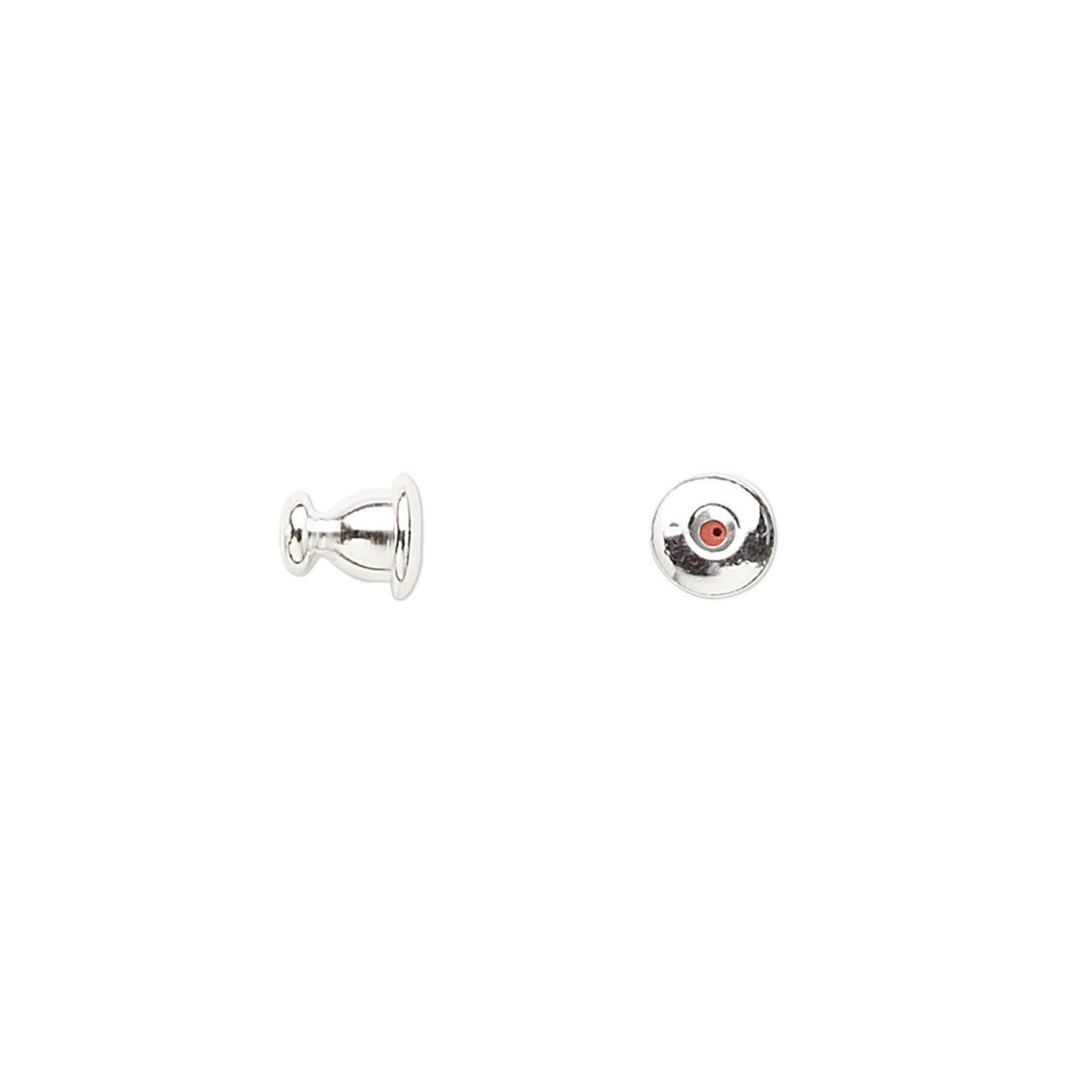 Metallic cylindrical filter on a white background