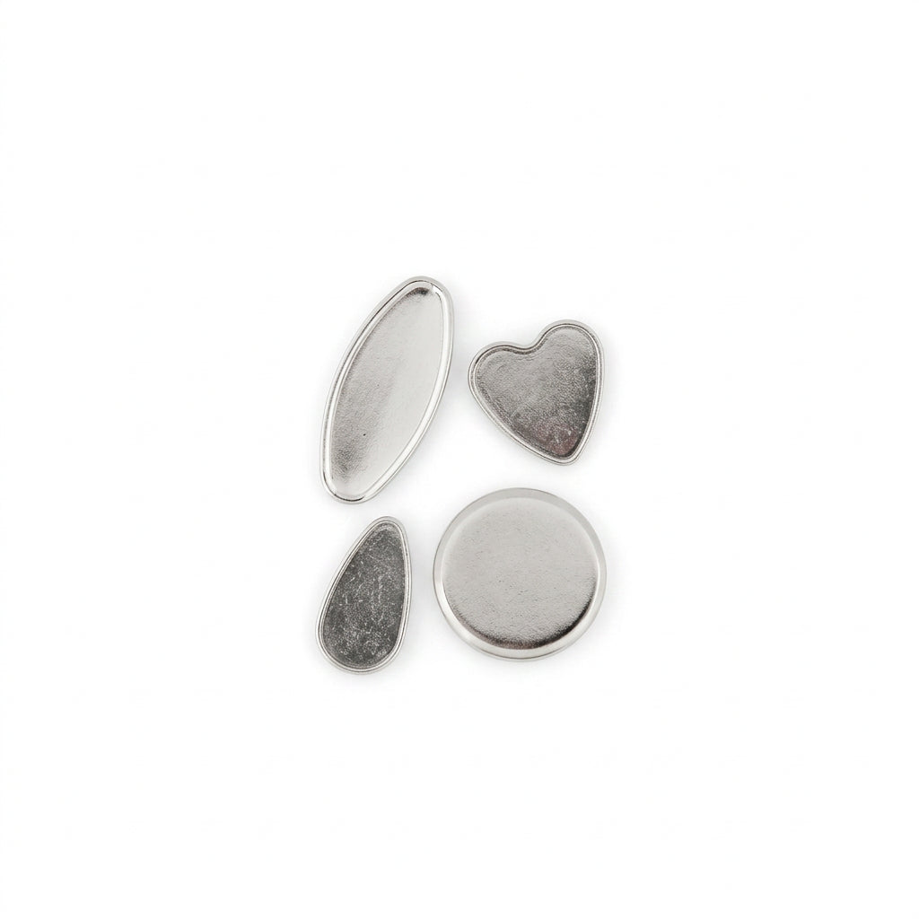 Silver Plated Pewter Bezel Cup Mix, 4 Shapes - 24 pcs
