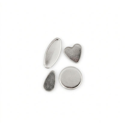 Silver Plated Pewter Bezel Cup Mix, 4 Shapes - 24 pcs