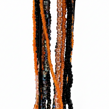Orange & Black Halloween Glass Seed & Bugle Bead Mix, 10 Strands