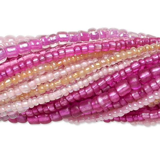 Pink Glass Seed Bead Mix — 20 Strands (3,300-3,600 beads)