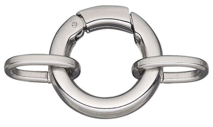 Stainless Steel Self-Closing Hinged Bail Bracelet Clasps: 21mm Round (2 Sets)