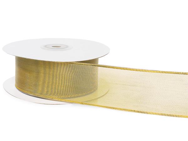 Metallic Gold Wired Ribbon 1.5" Wide — 10 Yard Spool