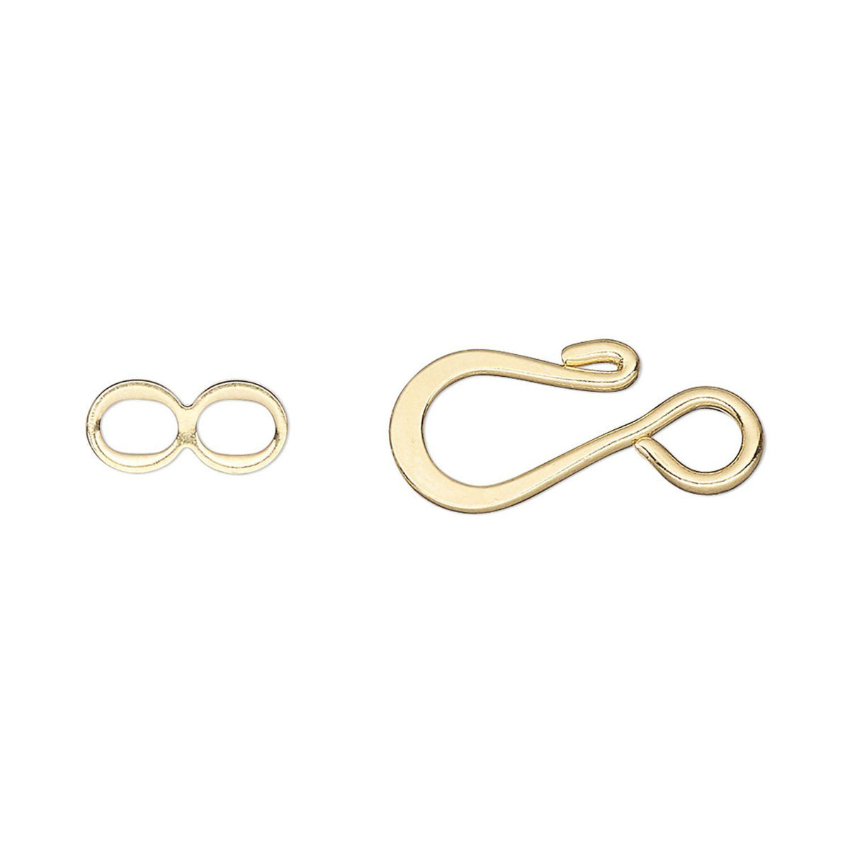 Gold Plated Brass Flat Hook-and-Eye Clasps, 12.5x8.5mm - 10 or 100 sets