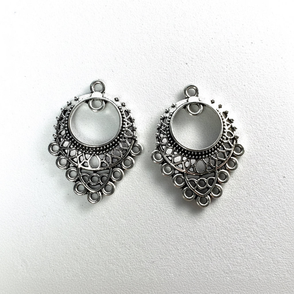 Antiqued Pewter Filigree Chandelier Earring Connectors 26x23mm - 10 pcs