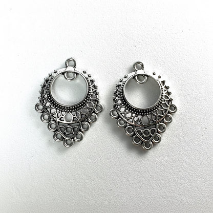 Antiqued Pewter Filigree Chandelier Earring Connectors 26x23mm - 10 pcs