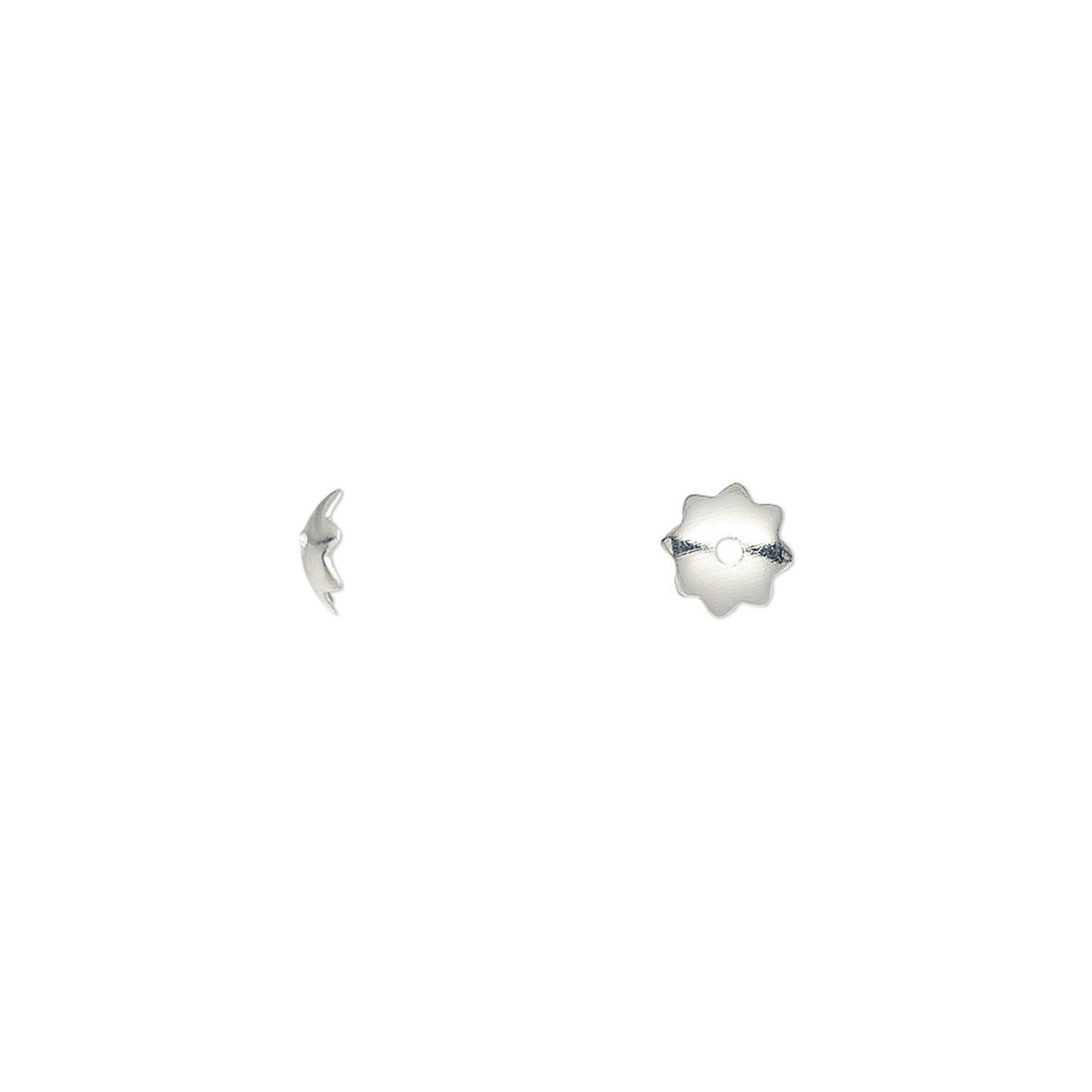 Silver Finished Brass Scalloped Flower Bead Cap, 5x1.5mm, Fits 6-8mm Beads - 100 pcs