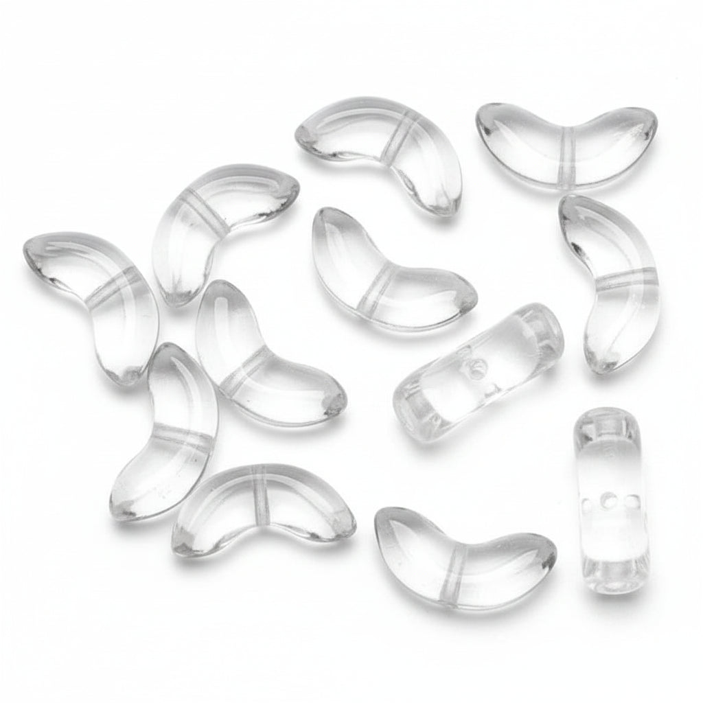 Ten clear, wing glass beads