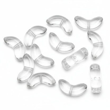 Ten clear, wing glass beads