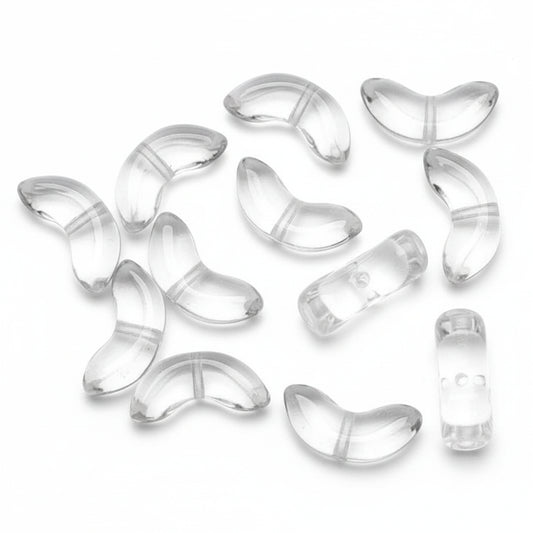 Ten clear, wing glass beads